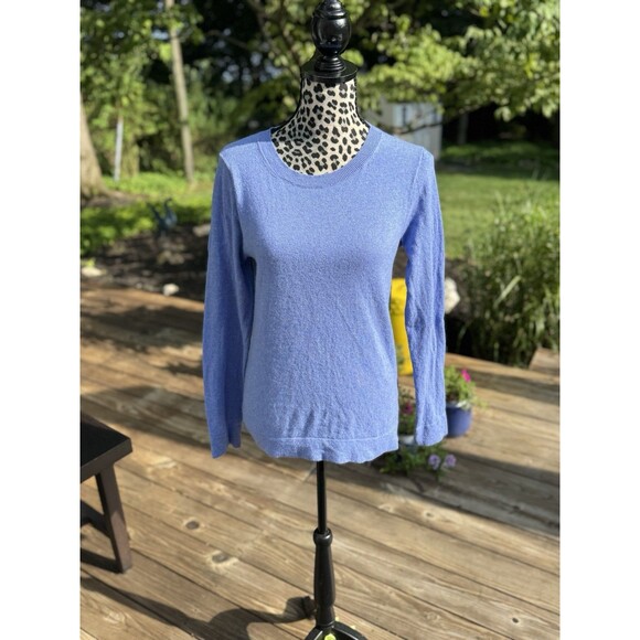 J.Crew Blue Cotton & Merino Wool Teddie sweater Womens Small Crew Neck Preppy - Picture 1 of 6